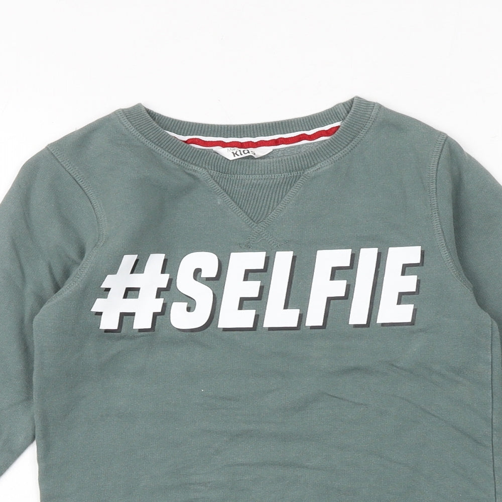 M&Co Boys Green Cotton Pullover Sweatshirt Size 9-10 Years Pullover - #Selfie