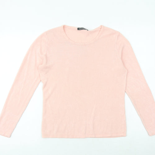 Bonmarché Womens Pink Round Neck Acrylic Pullover Jumper Size S