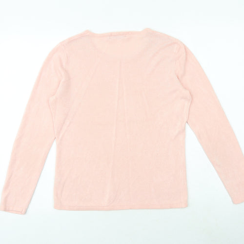 Bonmarché Womens Pink Round Neck Acrylic Pullover Jumper Size S