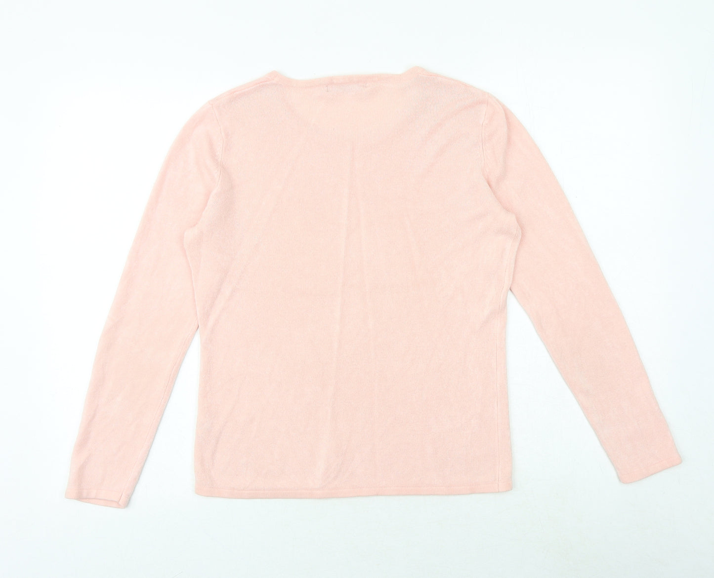 Bonmarché Womens Pink Round Neck Acrylic Pullover Jumper Size S