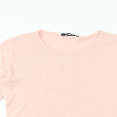 Bonmarché Womens Pink Round Neck Acrylic Pullover Jumper Size S
