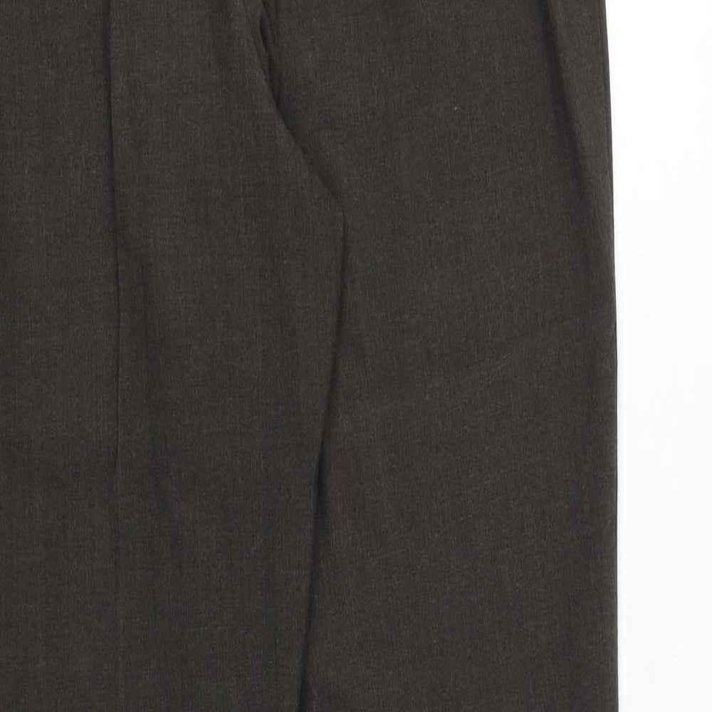 Marks and Spencer Womens Green Viscose Trousers Size 14 Regular Zip