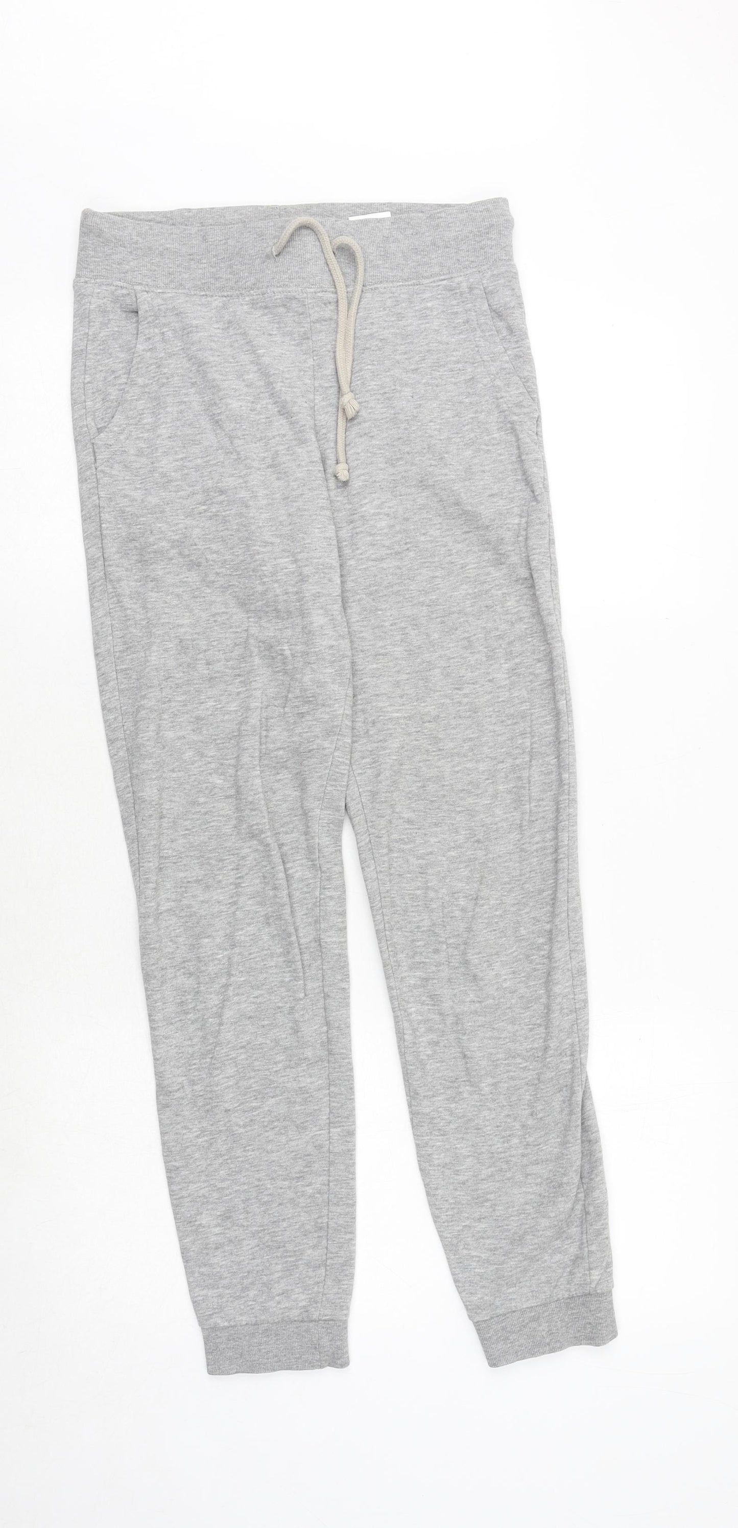H&M Womens Grey Cotton Jogger Trousers Size XS Regular Drawstring
