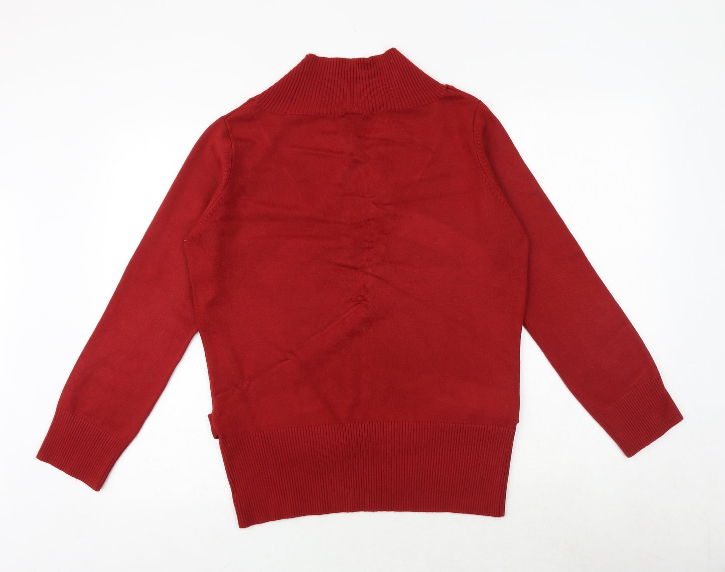 New Look Womens Red V-Neck Acrylic Pullover Jumper Size 14