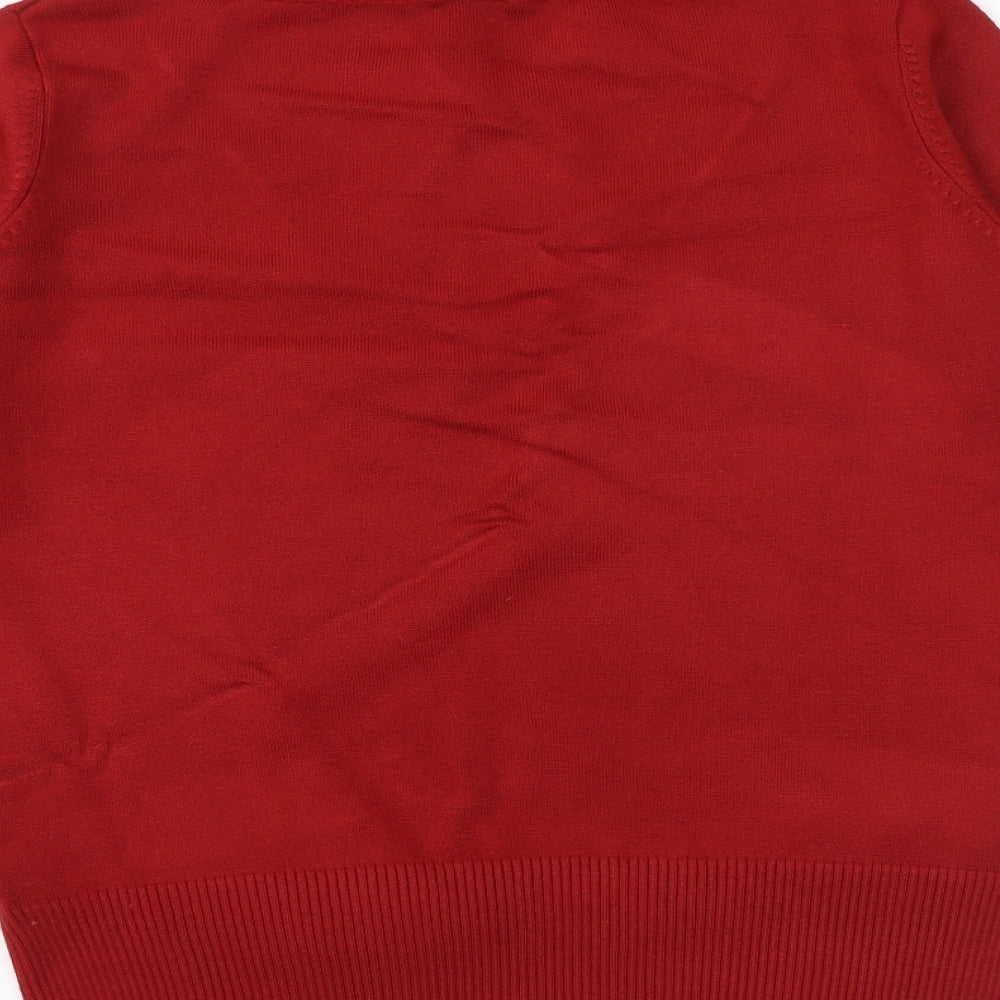 New Look Womens Red V-Neck Acrylic Pullover Jumper Size 14