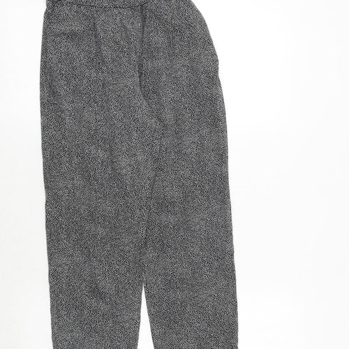H&M Womens Black Geometric Polyester Trousers Size 6 Regular