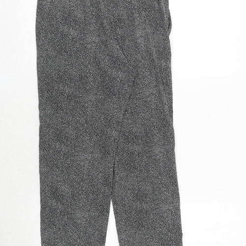 H&M Womens Black Geometric Polyester Trousers Size 6 Regular