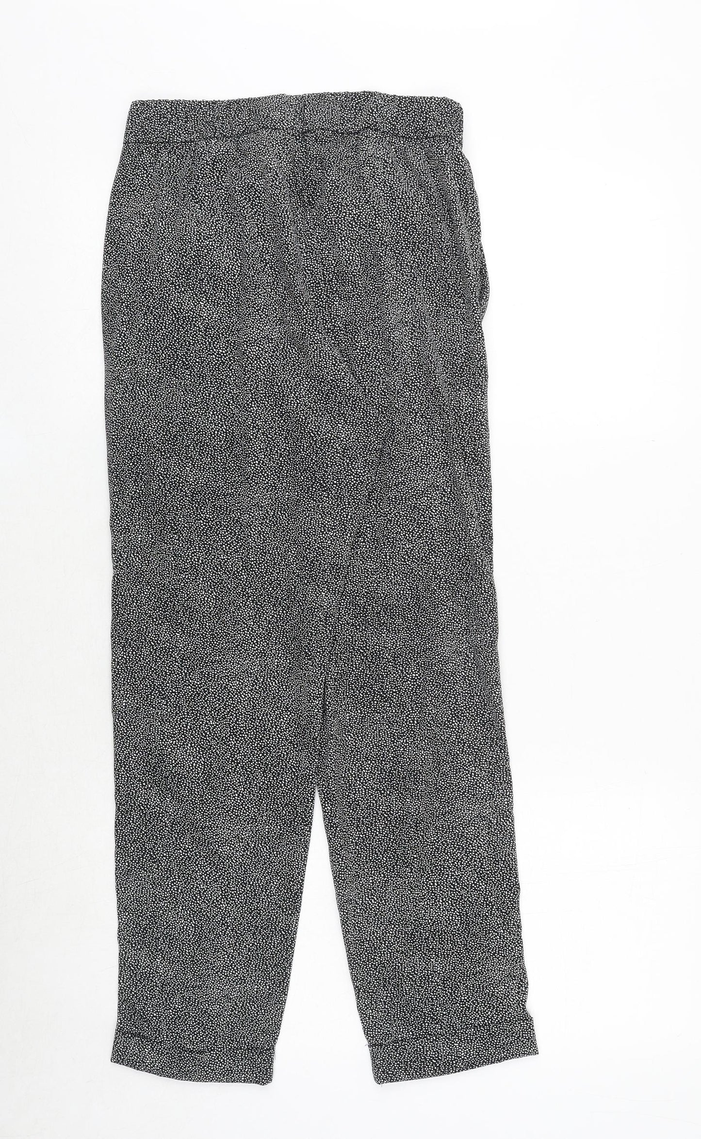 H&M Womens Black Geometric Polyester Trousers Size 6 Regular