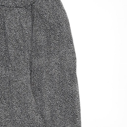 H&M Womens Black Geometric Polyester Trousers Size 6 Regular