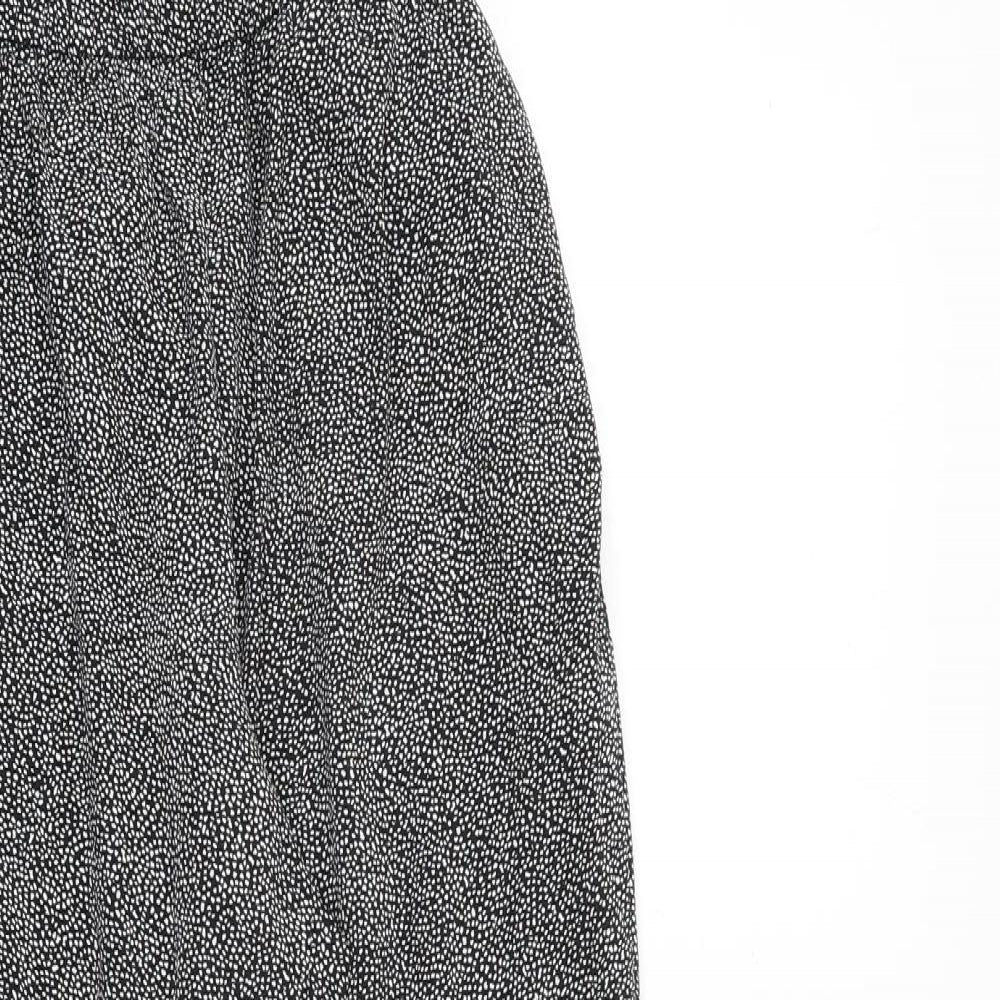 H&M Womens Black Geometric Polyester Trousers Size 6 Regular