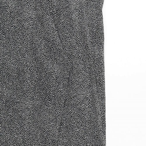 H&M Womens Black Geometric Polyester Trousers Size 6 Regular