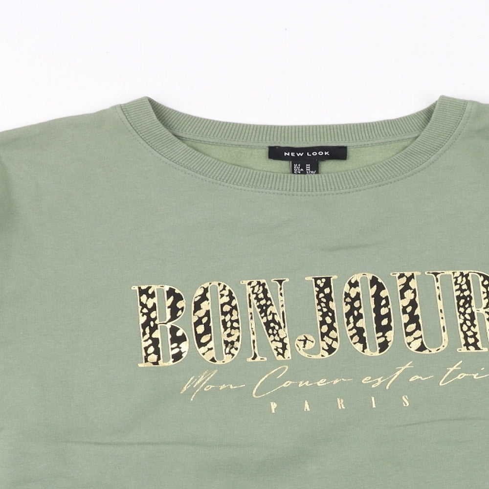 New Look Womens Green Cotton Pullover Sweatshirt Size M Pullover - Bonjour