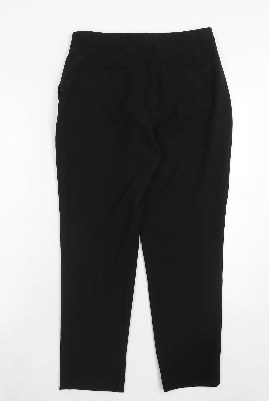 Topshop Womens Black Polyester Chino Trousers Size 10 Regular Hook & Eye