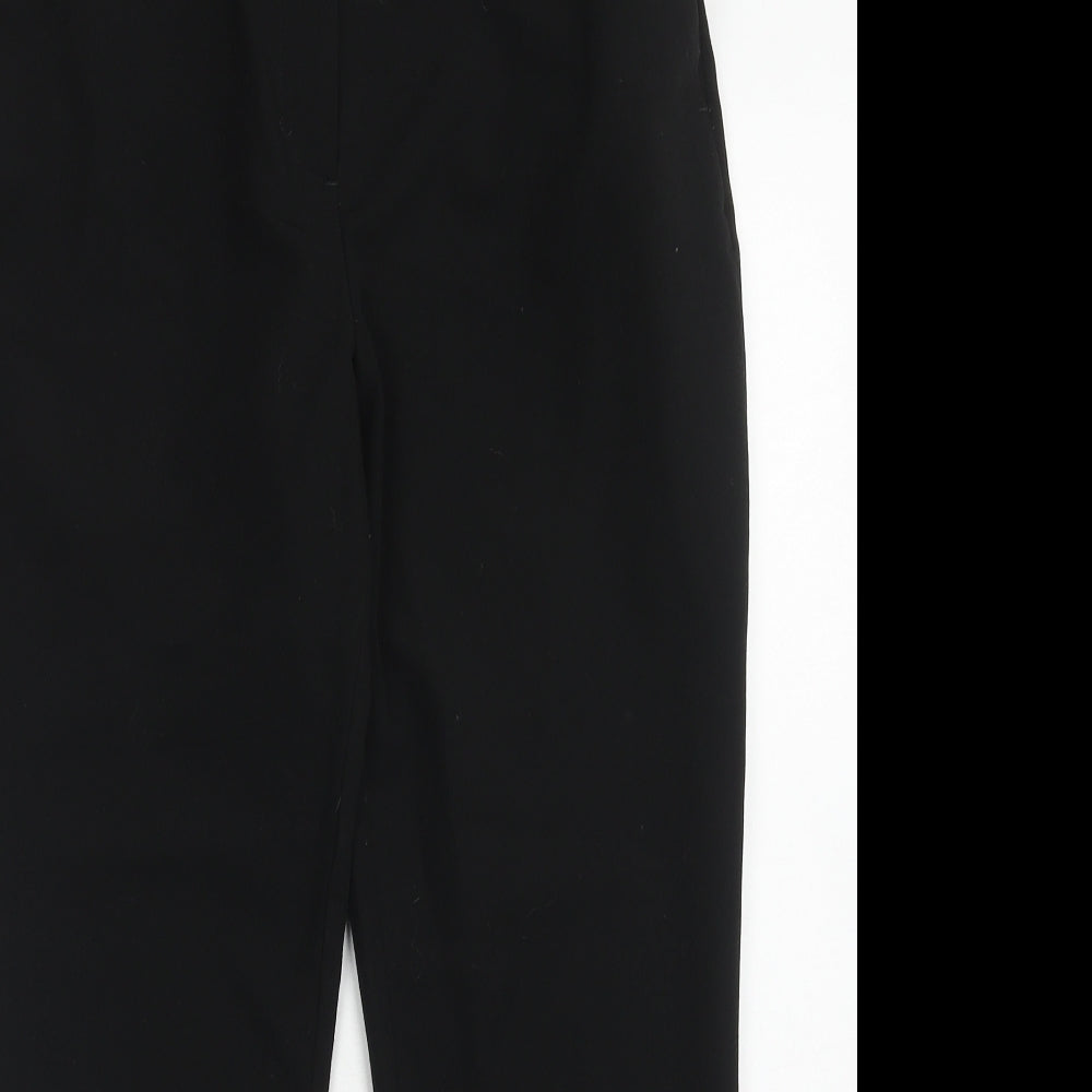 Topshop Womens Black Polyester Chino Trousers Size 10 Regular Hook & Eye