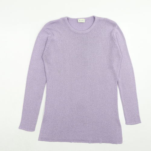 Joie De Vivre Womens Purple Round Neck Acrylic Pullover Jumper Size M