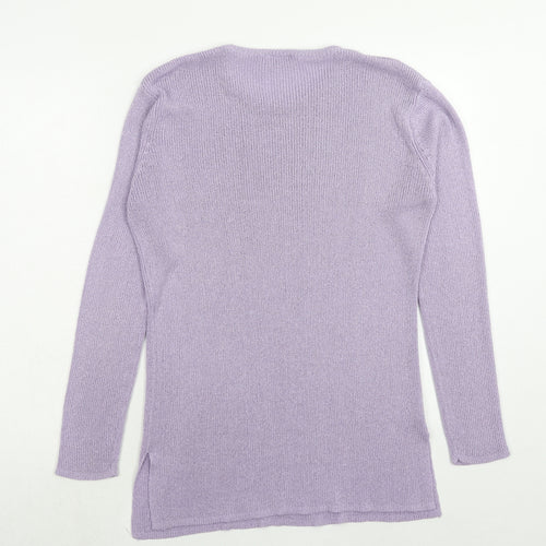 Joie De Vivre Womens Purple Round Neck Acrylic Pullover Jumper Size M