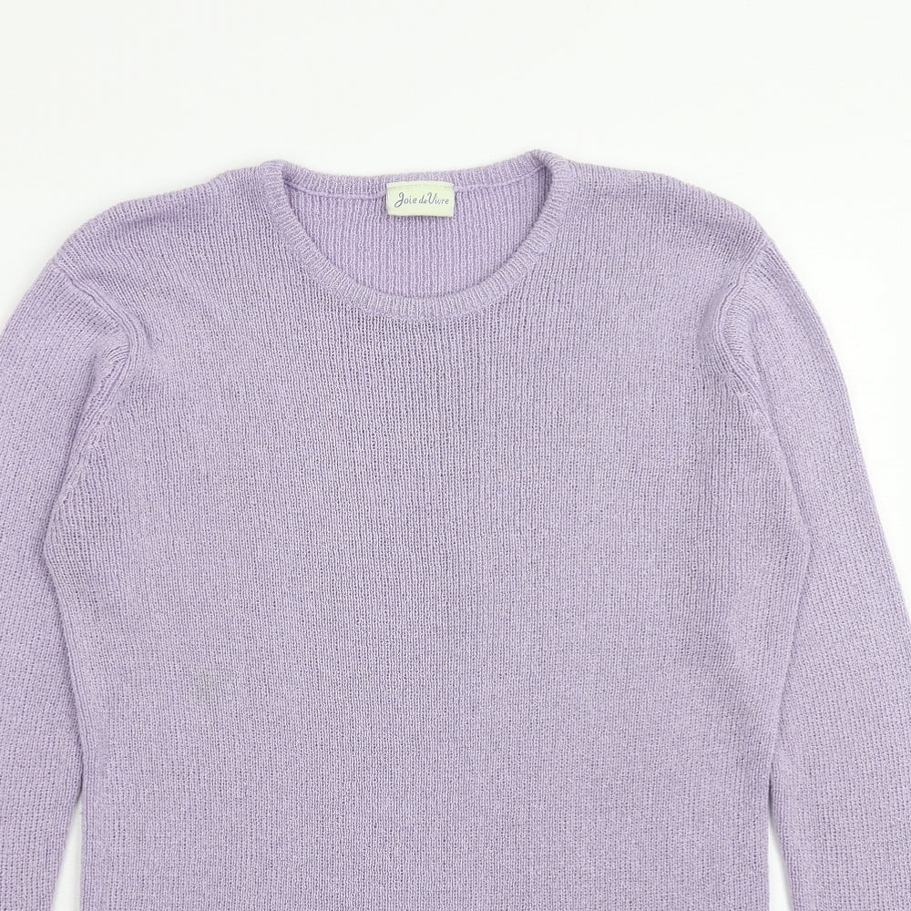 Joie De Vivre Womens Purple Round Neck Acrylic Pullover Jumper Size M