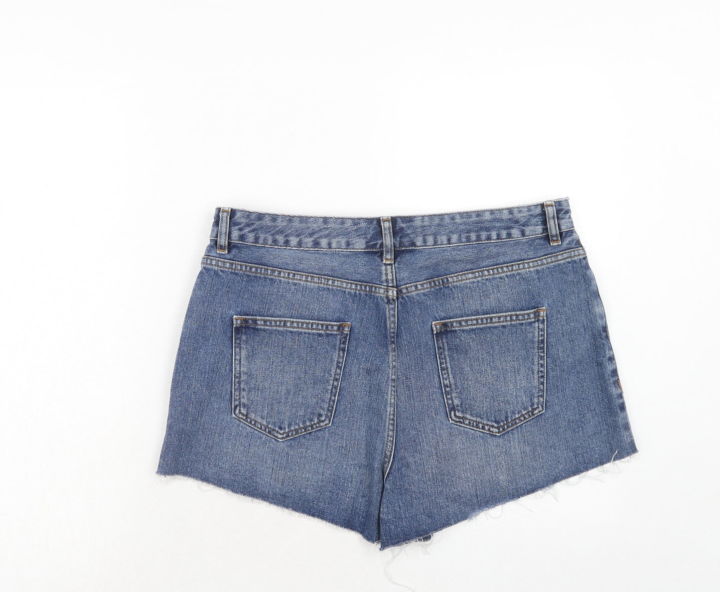 ASOS Womens Blue Cotton Cut-Off Shorts Size 16 Regular Button