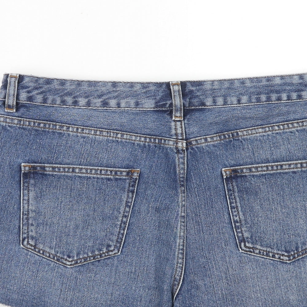 ASOS Womens Blue Cotton Cut-Off Shorts Size 16 Regular Button