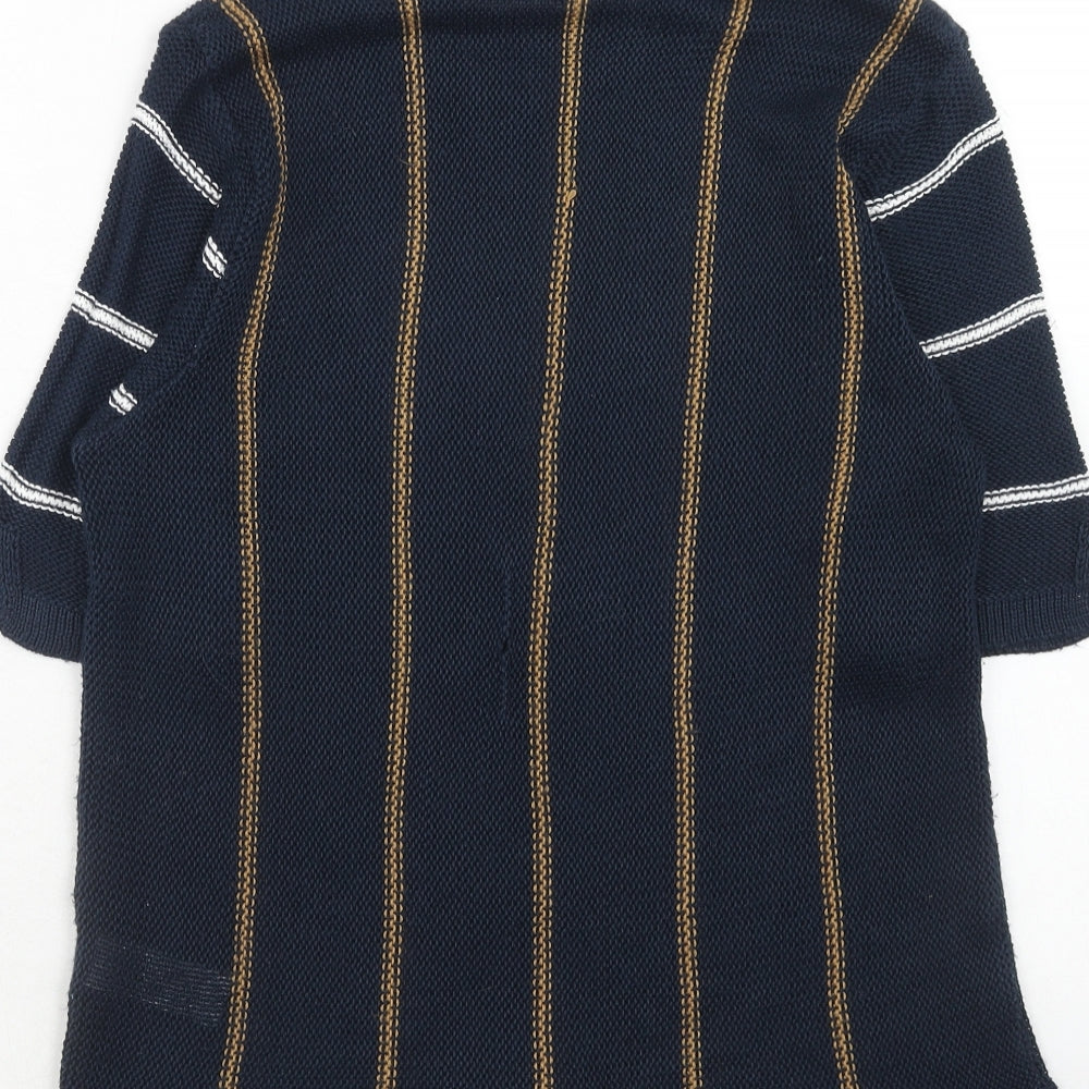 Marks and Spencer Womens Blue Round Neck Striped Acrylic Pullover Jumper Size 14