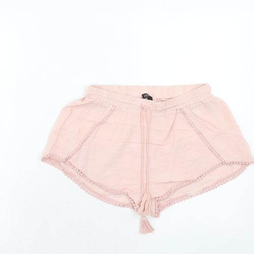 H&M Womens Pink Viscose Basic Shorts Size 8 Regular Drawstring