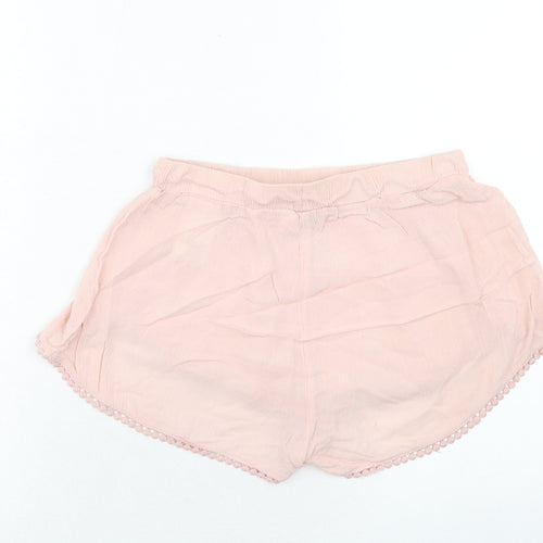 H&M Womens Pink Viscose Basic Shorts Size 8 Regular Drawstring