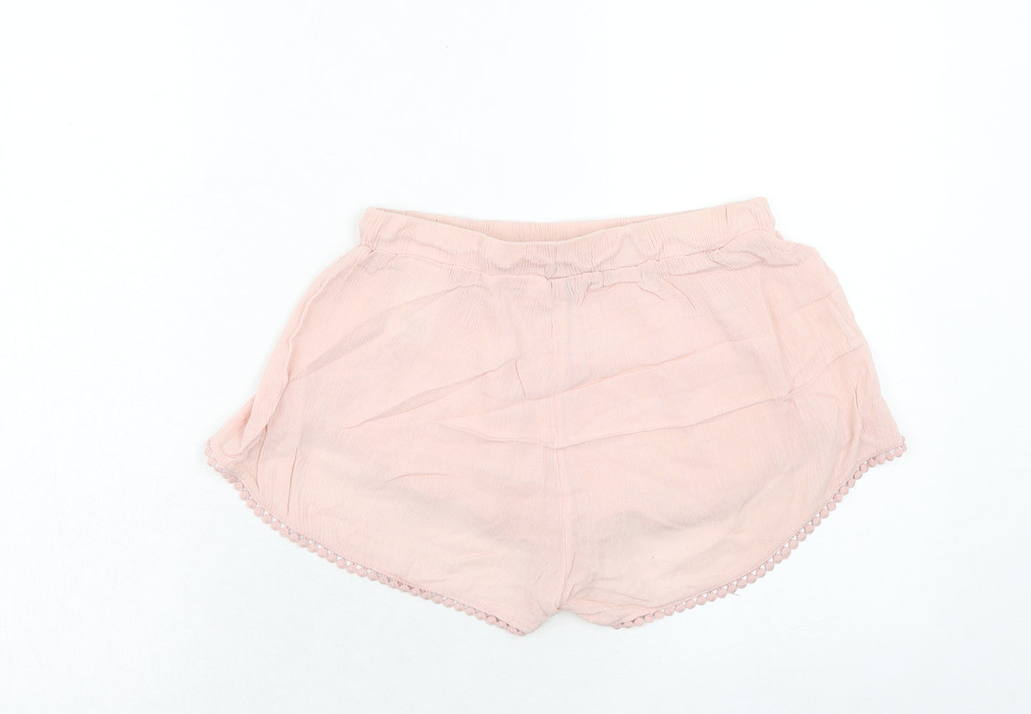 H&M Womens Pink Viscose Basic Shorts Size 8 Regular Drawstring