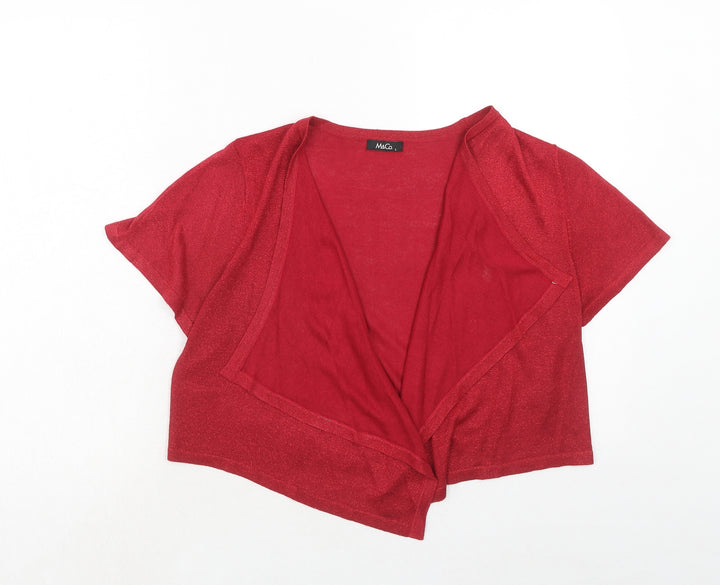 M&Co Womens Red V-Neck Viscose Shrug Jumper Size L