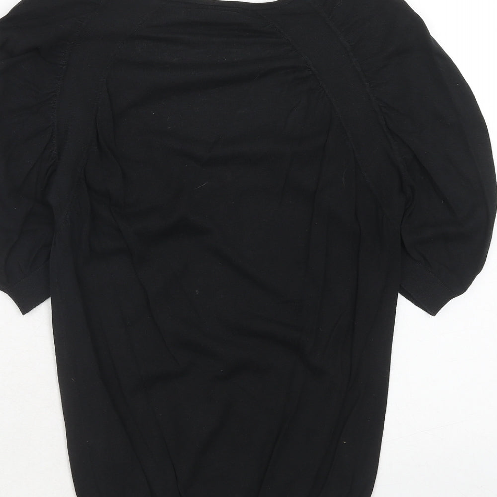 Warehouse Womens Black Silk Basic T-Shirt Size 12 Round Neck