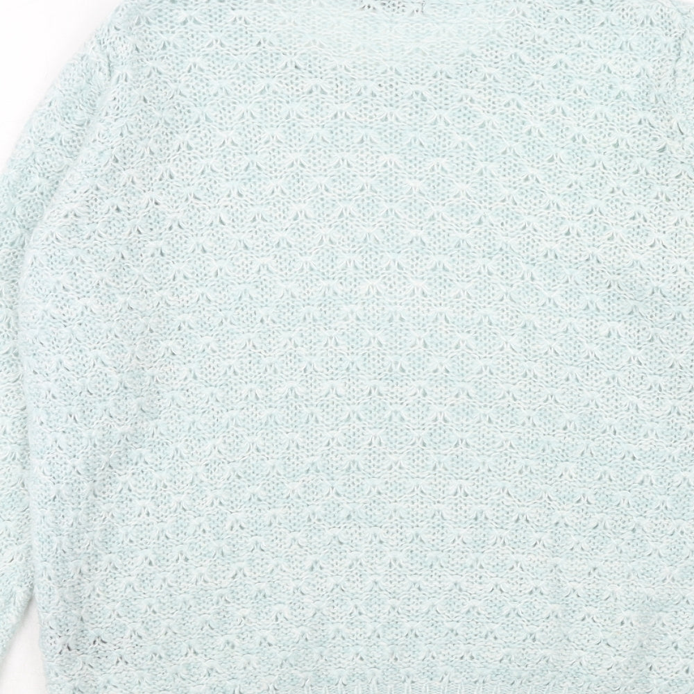 M&Co Womens Blue Round Neck Acrylic Pullover Jumper Size 14