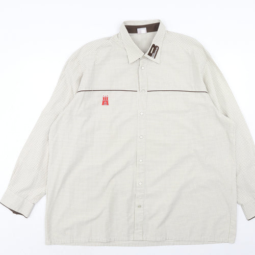 Gottfried Schmidt Mens Beige Check Polyester Button-Up Size 2XL Collared Button