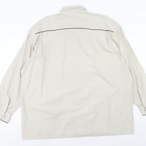 Gottfried Schmidt Mens Beige Check Polyester Button-Up Size 2XL Collared Button