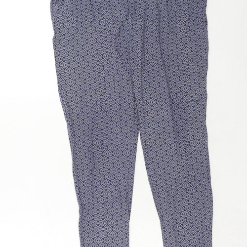 NEXT Womens Blue Geometric Viscose Trousers Size 8 Regular