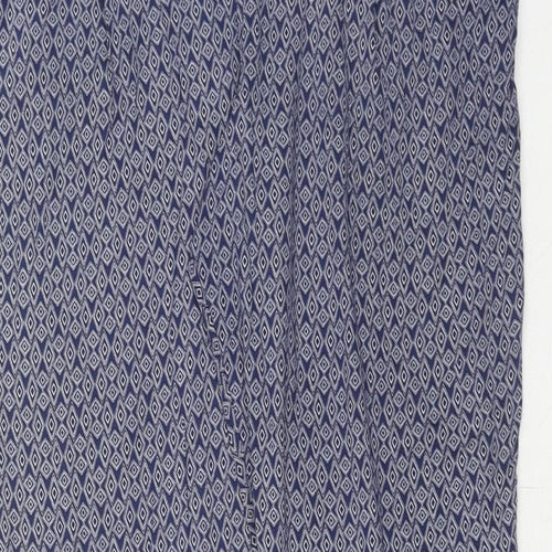 NEXT Womens Blue Geometric Viscose Trousers Size 8 Regular