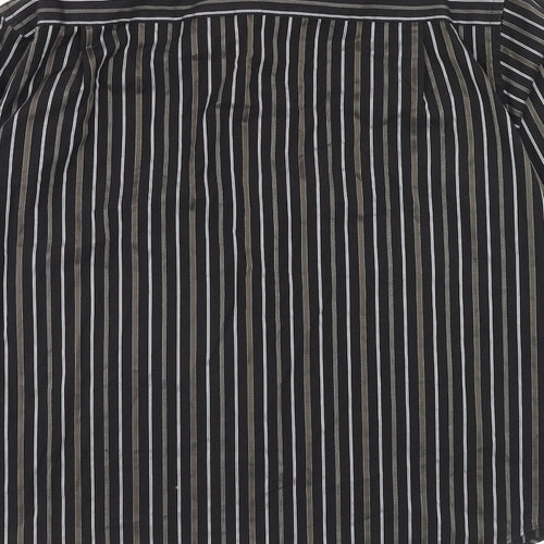 NEXT Mens Black Striped Cotton Button-Up Size 15.5 Collared Button