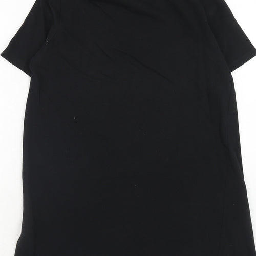 Zara Womens Black Cotton T-Shirt Dress Size S Mock Neck Pullover