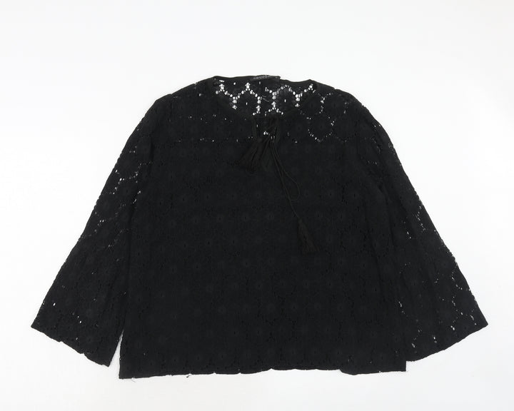 Zanzea Womens Black Cotton Basic Blouse Size 2XL Round Neck