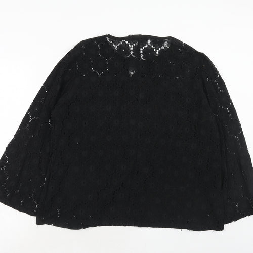Zanzea Womens Black Cotton Basic Blouse Size 2XL Round Neck