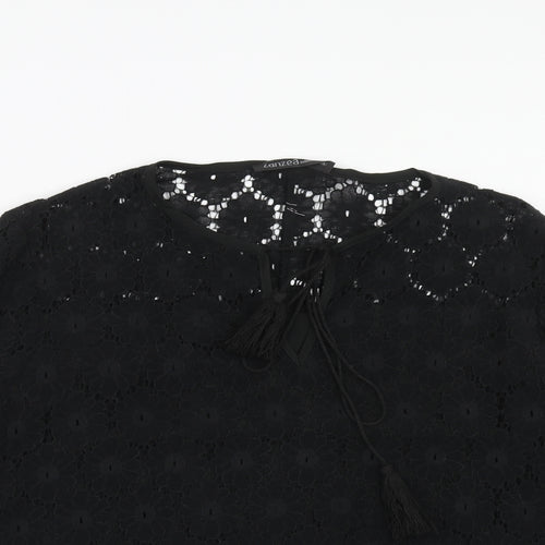 Zanzea Womens Black Cotton Basic Blouse Size 2XL Round Neck