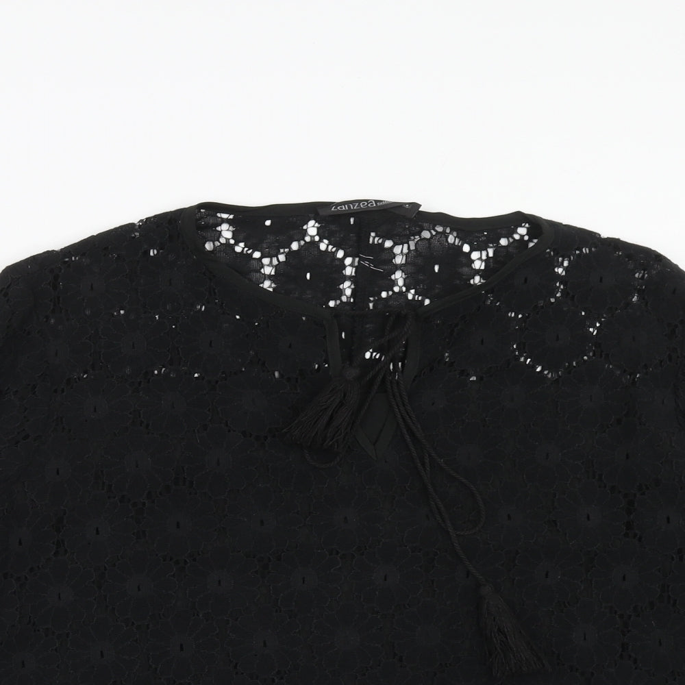 Zanzea Womens Black Cotton Basic Blouse Size 2XL Round Neck