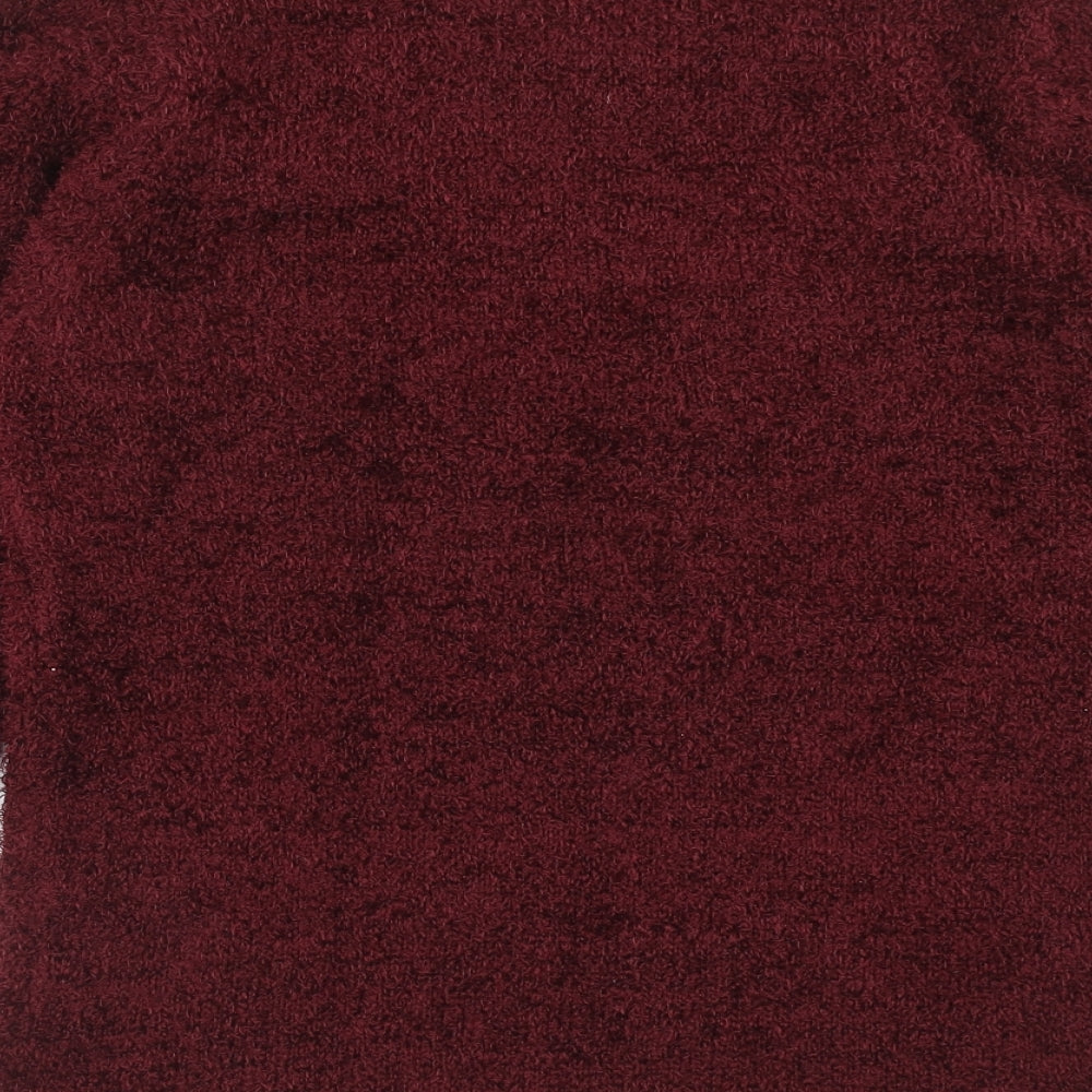 Casamia Womens Red Round Neck Floral Acrylic Pullover Jumper Size S