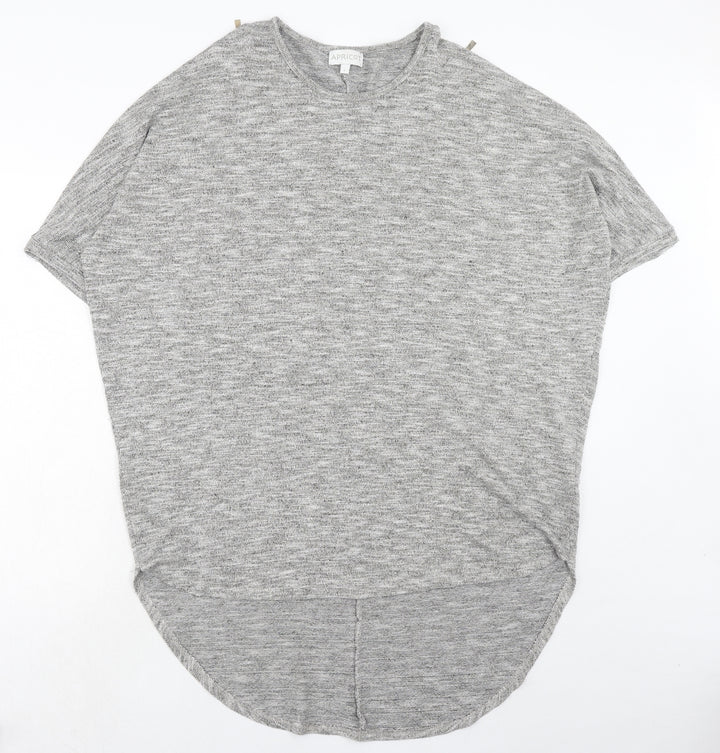 Apricot Womens Grey Geometric Polyester Basic Blouse Size L Round Neck