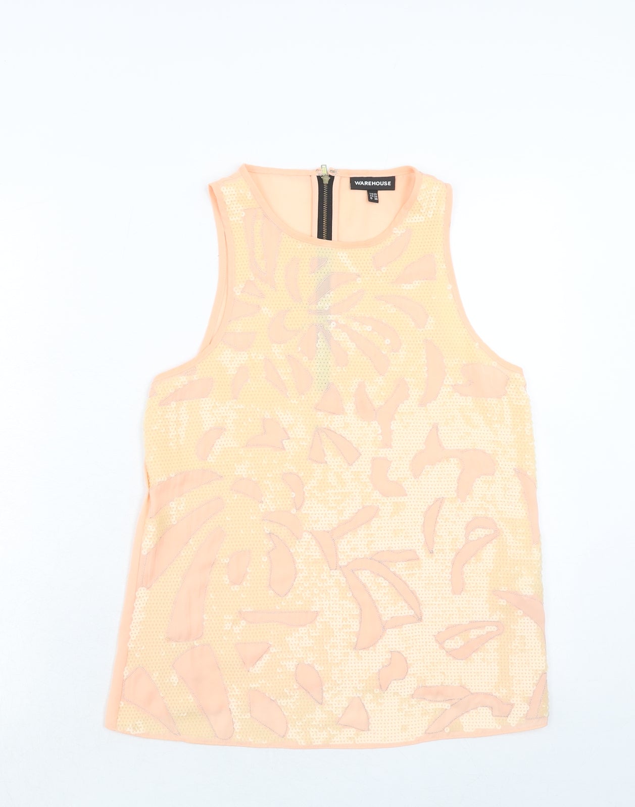 Warehouse Womens Pink Polyester Basic Tank Size 10 Round Neck