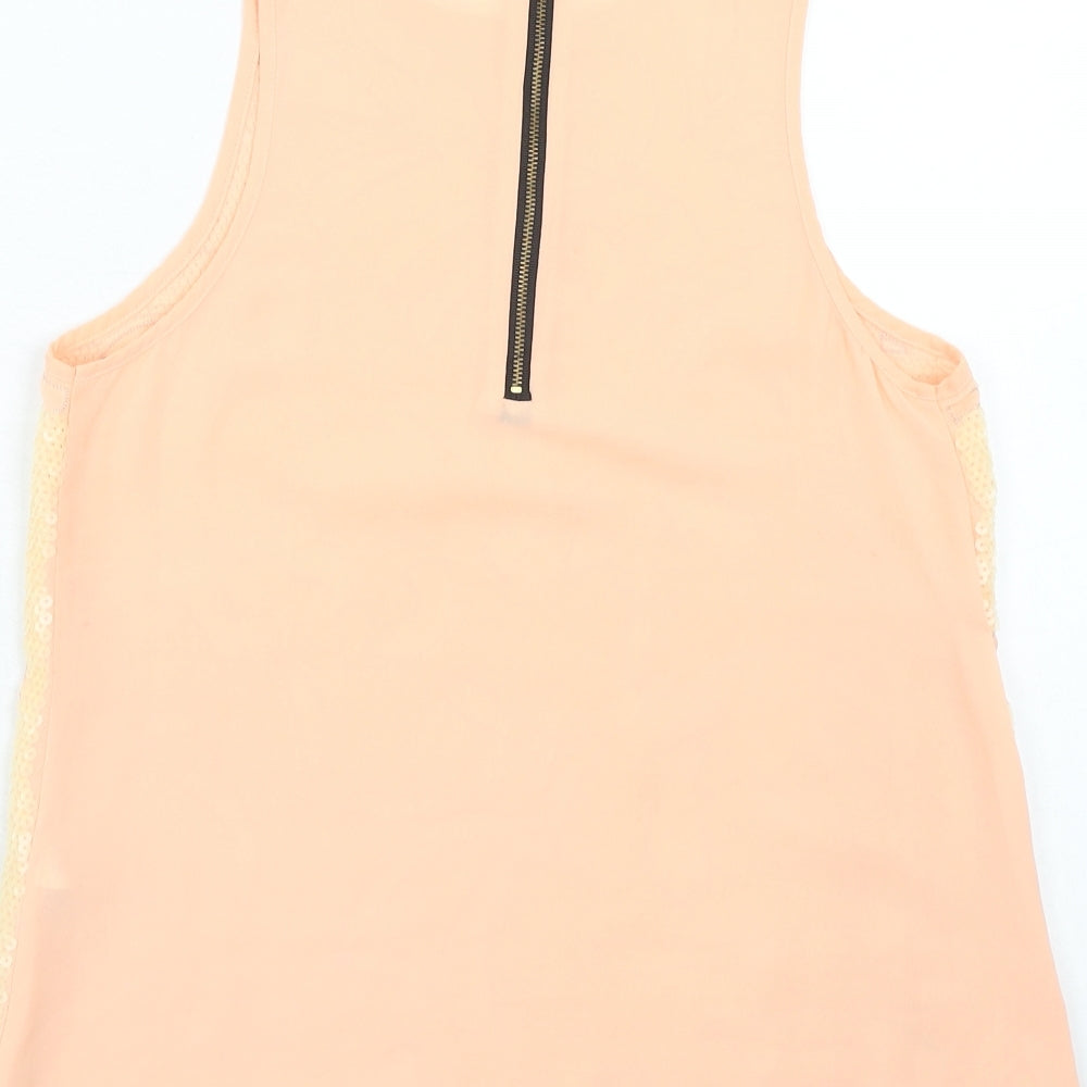 Warehouse Womens Pink Polyester Basic Tank Size 10 Round Neck