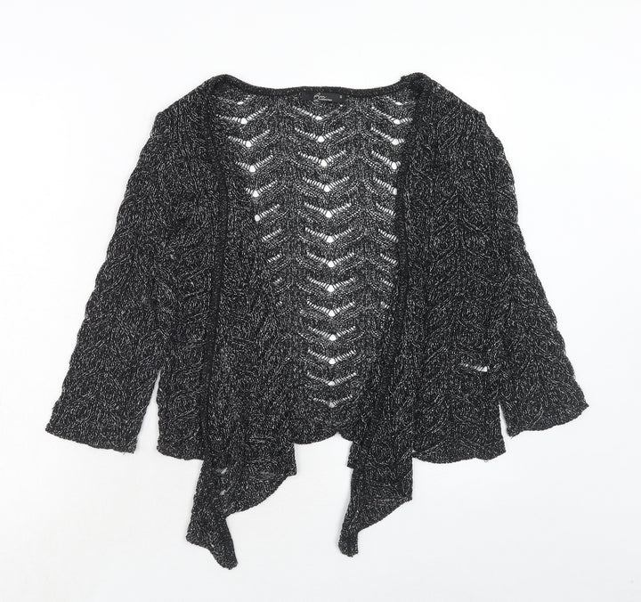 Bonmarché Womens Black V-Neck Acrylic Cardigan Jumper Size S