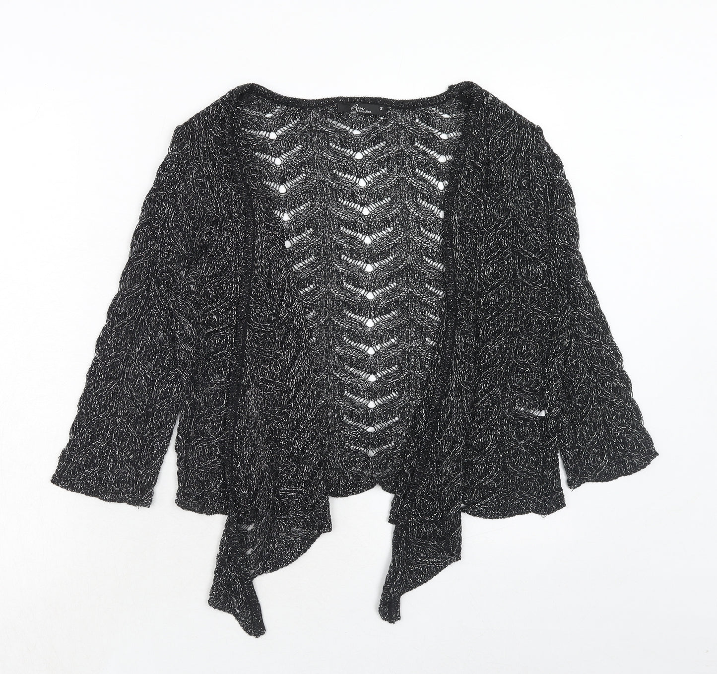 Bonmarché Womens Black V-Neck Acrylic Cardigan Jumper Size S
