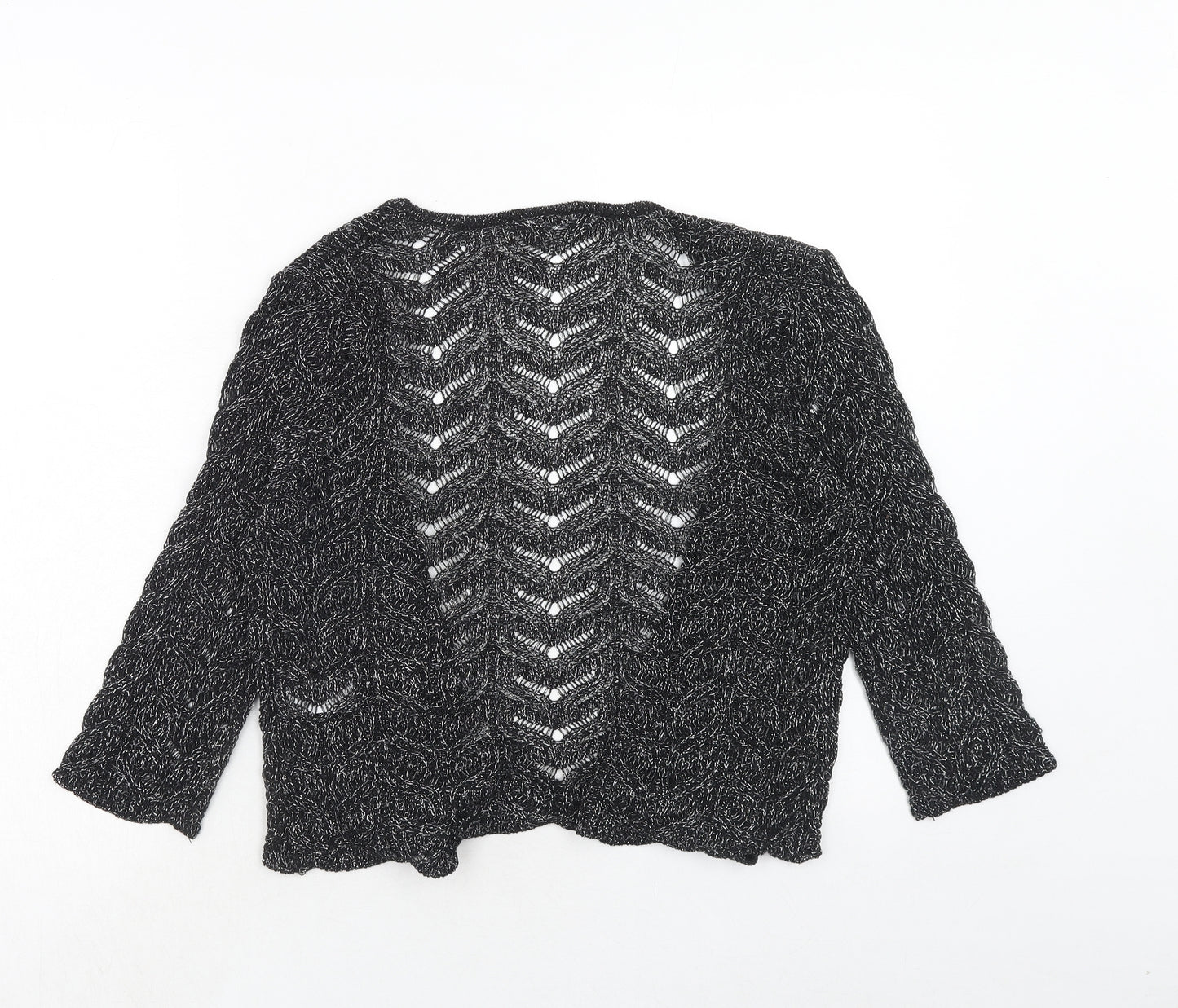 Bonmarché Womens Black V-Neck Acrylic Cardigan Jumper Size S