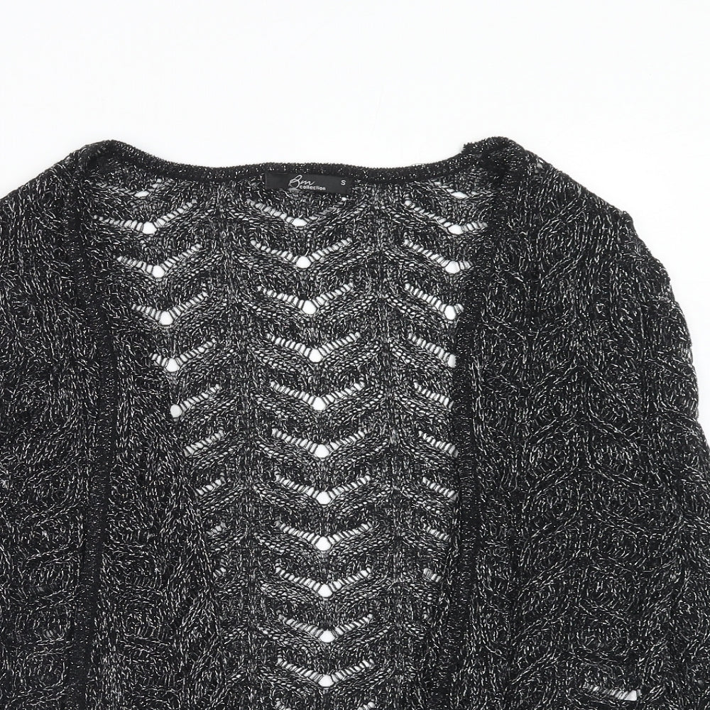 Bonmarché Womens Black V-Neck Acrylic Cardigan Jumper Size S