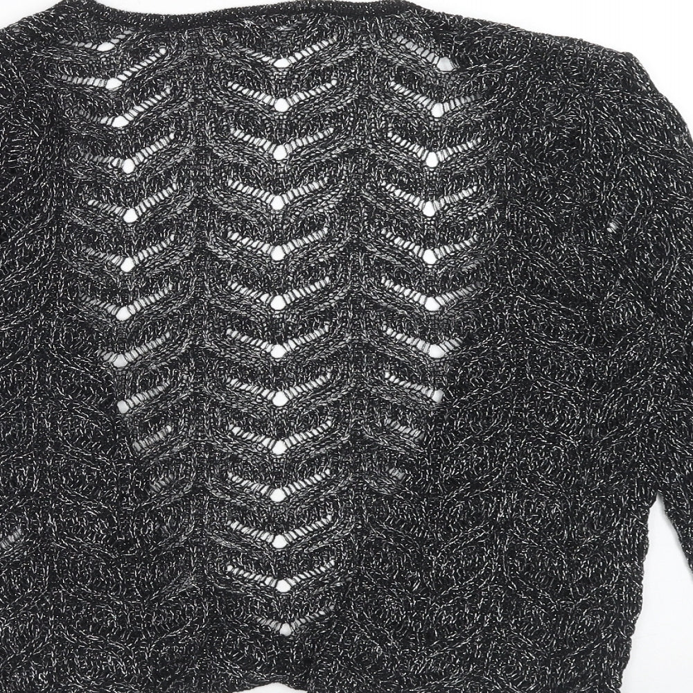Bonmarché Womens Black V-Neck Acrylic Cardigan Jumper Size S