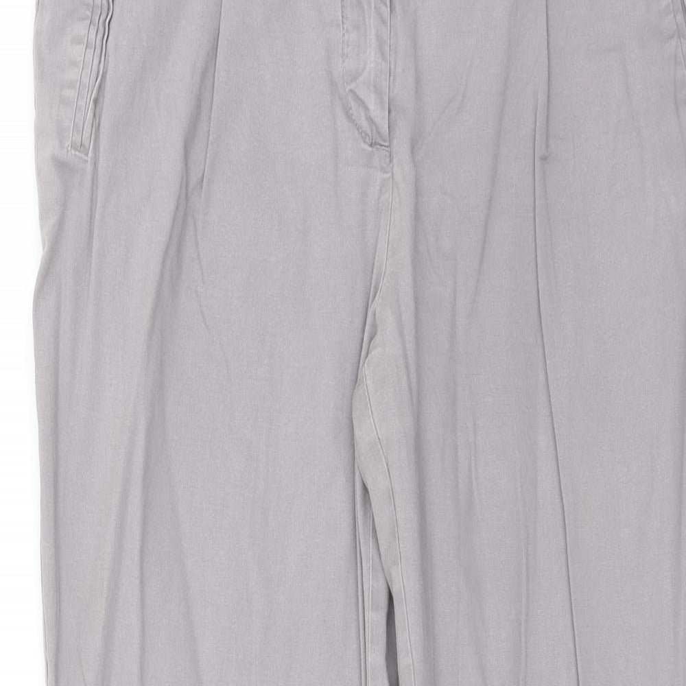 Oasis Womens Grey Cotton Chino Trousers Size 12 Regular Zip
